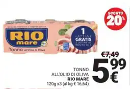 Supermercati Gulliver Tonno all'Olio di Oliva RIO MARE offerta