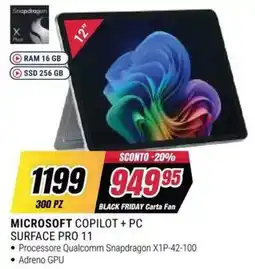 Trony MICROSOFT COPILLOT + PC SURFACE PRO 11 offerta