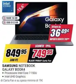 Trony SAMSUNG NOTEBOOK GALAXY BOOK4 offerta