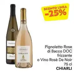 Unes Pignoletto rose di bacco doc frizzante o vino rosè de noir chiarli offerta