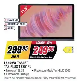 Trony LENOVO TABLET TAB PLUS TB351FU offerta