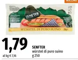 Famila Market SENFTER würstel di puro suino offerta