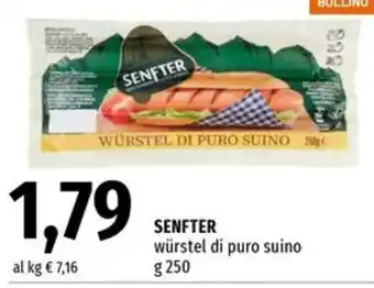 Famila Market SENFTER würstel di puro suino offerta