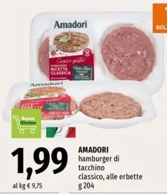 AMADORI hamburger di tacchino classico, alle erbette