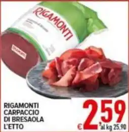 Iper Triscount RIGAMONTI CARPACCIO DI BRESAOLA offerta