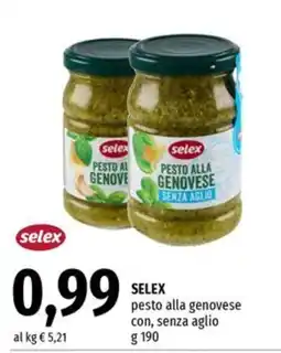 Famila Market selex pesto alla genovese con, senza aglio offerta