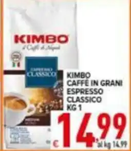Iper Triscount KIMBO CAFFE IN GRANI ESPRESSO CLASSICO offerta