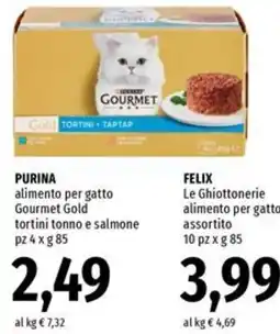 Famila Market Purina alimento per gatto Gourmet Gold tortini tonno e salmone offerta