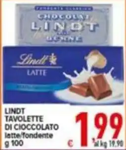 Iper Triscount Lindt Tavolette di cioccolato latte/fondente offerta
