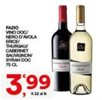 FAZIO VINO DOC/NERO D'AVOLA ERICE/THURGAU/CABERNET SAUVIGNON/SYRAH DOC