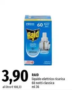 Famila Market RAID liquido elettrico ricarica classica offerta