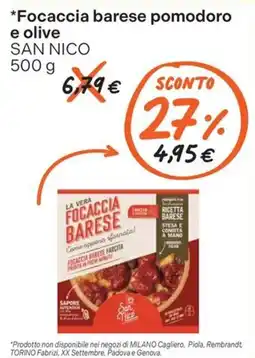 Gelmarket Focaccia barese pomodoro e olive SAN NICO offerta