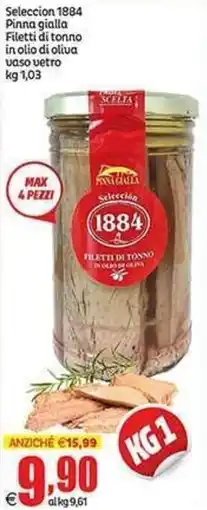 Elite Selección 1884 Pinna gialla Filetti di tonno in olio di oliva offerta
