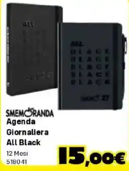 Orizzonte SMEMORANDA Agenda Giornaliera All Black offerta