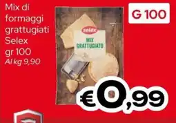 MAX Supermercati Mix di formaggi grattugiati Selex offerta