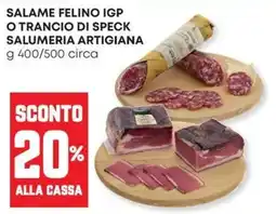 Panorama Salame felino igp o trancio di speck salumeria Artigiana offerta