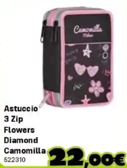 Orizzonte Astuccio 3 Zip Flowers Diamond Camomilla offerta