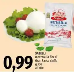 Emi Supermercati SABELLI mozzarella fior di Gran Sasso ciuffo offerta