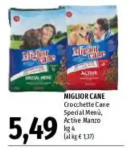 Emi Supermercati MIGLIOR CANE Crocchette Cane Special Menu, Active Manzo offerta