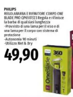 Emi Supermercati PHILIPS REGOLABARBA E RIFINITORE CORPO ONE BLADE PRO offerta