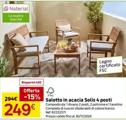 Leroy Merlin Salotto in acacia Solis 4 posti offerta