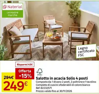 Salotto in acacia Solis 4 posti