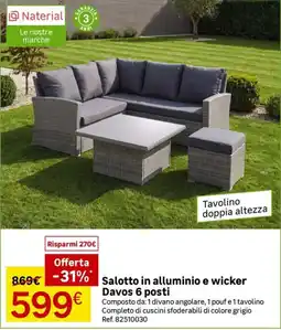 Leroy Merlin Salotto in alluminio e wicker Davos 6 posti offerta