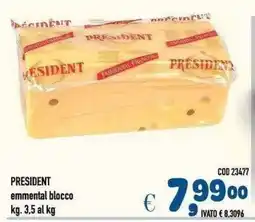 Del Prete Distribuzioni PRESIDENT emmental blocco offerta