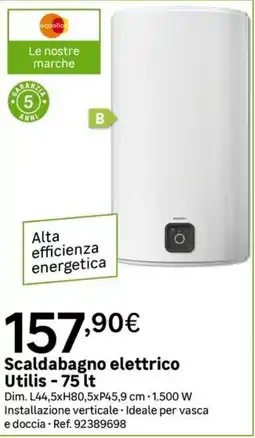 Leroy Merlin Scaldabagno elettrico Utilis - 75 lt offerta