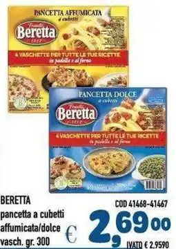 Del Prete Distribuzioni Beretta pancetta a cubetti affumicata/dolce offerta