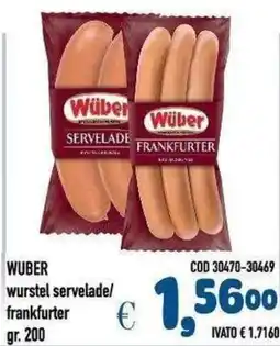 Del Prete Distribuzioni WUBER wurstel servelade/frankfurter offerta