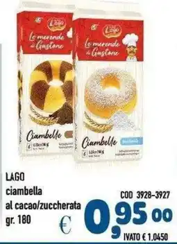 Del Prete Distribuzioni LAGO ciambella al cacao/zuccherata offerta