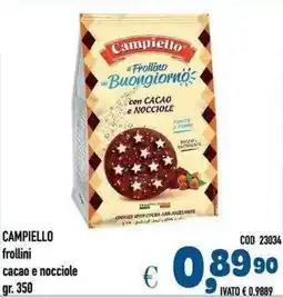 Del Prete Distribuzioni Campiello frollini cacao e nocciole offerta