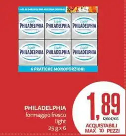 PRO7 Supermercati PHILADELPHIA formaggio fresco light offerta