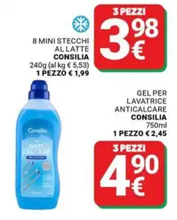 Supermercati Gulliver 8 MINI STECCHI AL LATTE CONSILIA offerta