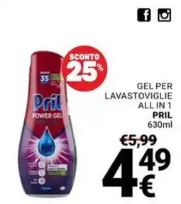 Supermercati Gulliver Gel per lavastoviglie all in 1 Pril offerta