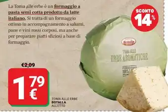 Supermercati Gulliver TOMA ALLE ERBE BOTALLA offerta