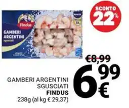 Supermercati Gulliver Gamberi Argentini sgusciati Findus offerta