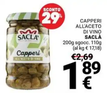 Supermercati Gulliver Capperi all'aceto di vino Sacla offerta