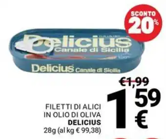 Supermercati Gulliver Filetti di alici in olio di oliva Delicius offerta