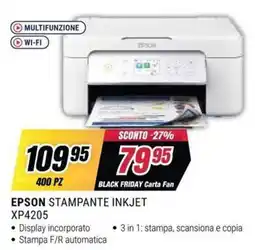 Trony EPSON STAMPANTE INKJET XP4205 offerta