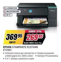 Trony EPSON STAMPANTE ECOTANK ET2951 offerta
