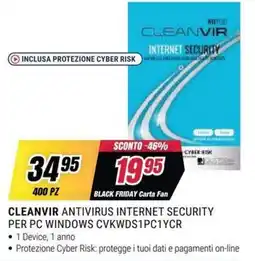 Trony CLEANVIR ANTIVIRUS INTERNET SECURITY offerta