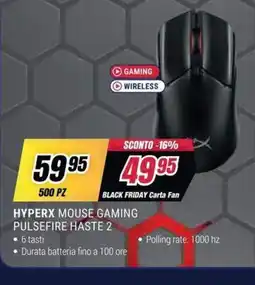Trony HyperX Mouse Gaming Pulsefire Haste 2 offerta