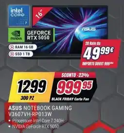 Trony ASUS NOTEBOOK GAMING V3607VH-RP013W offerta