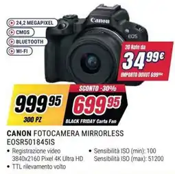 Trony Canon Fotocamera Mirrorless EOSR501845IS offerta