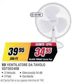 Trony XD VENTILATORE DA TAVOLO offerta