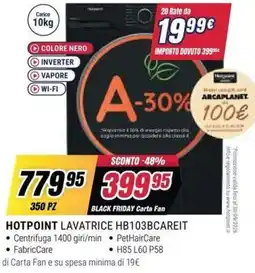 Trony HOTPOINT LAVATRICE HB103BCAREIT offerta