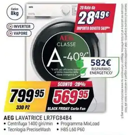 Trony AEG LAVATRICE LR7FG84B4 offerta