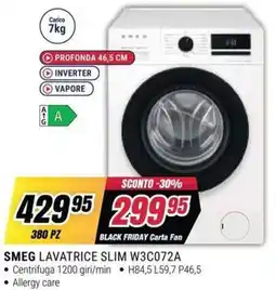 Trony SMEG LAVATRICE SLIM W3C072A offerta